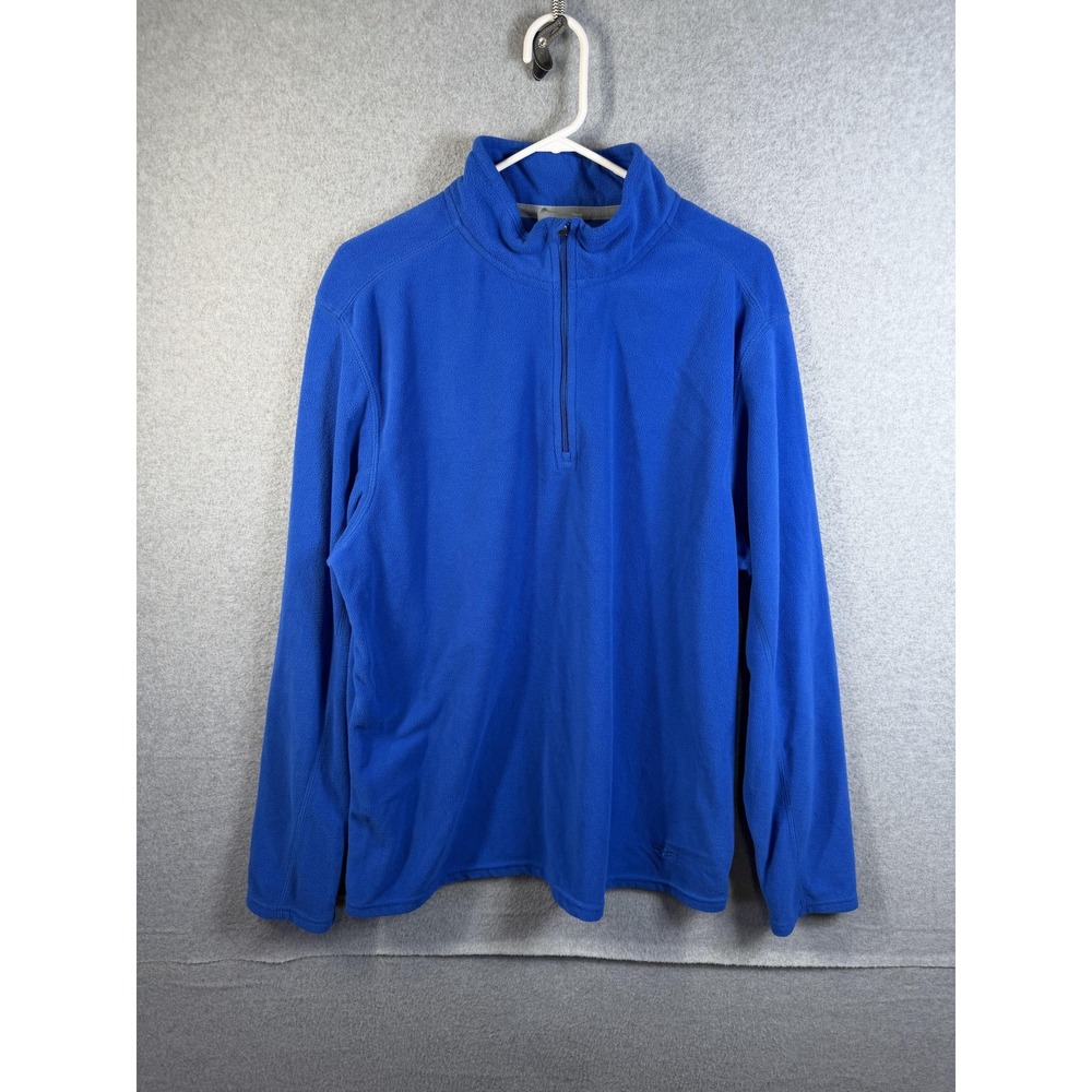 NordicTrack Pullover Mens Large Blue Fleece 1/4 Zip Mock Neck Thermal Athletic
